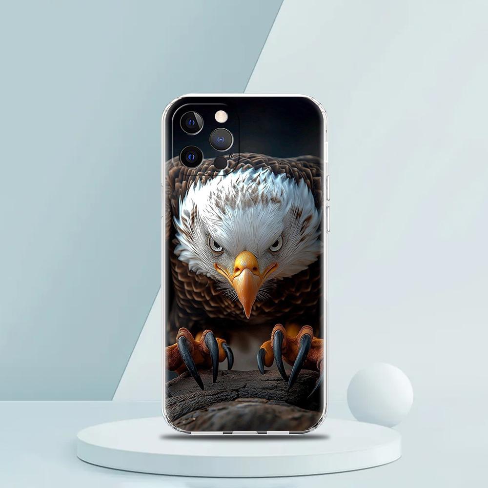 Мягкий прозрачный чехол-бампер из ТПУ для iPhone 16 15 14 13 12 11 Pro Max XR 8 7 Plus Ударопрочный корпус с рисунком птицы Орел Ястреб