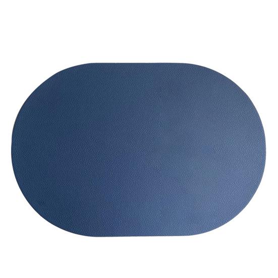 Table Mat Faux Non-slip Wipeable Leather Oval Shape Insulation Pad for Dining Room