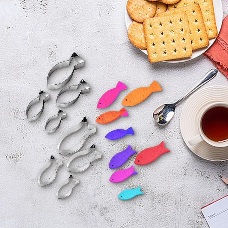 4 PCS Fish Cookie Cutter Stainless steel fish shaped cookie cutter Aquatic Animal Fish Molds Cake Pastry Fondant Decorate Tools