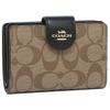 Wallet Bifold Outlet Folding Wallet Leather MEDIUM CORNER ZIP WALLET 6390 C0082 C3454 COACH X Women's (Khaki Black) [Item]