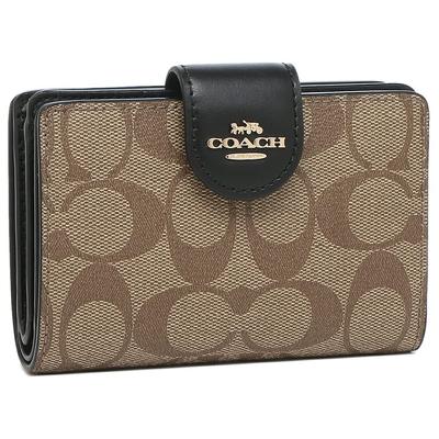 Кошелек складной кожаный кошелек Bifold Outlet MEDIUM CORNER ZIP WALLET 6390 C0082 C3454 COACH x женский (Хаки черный) [Элемент]