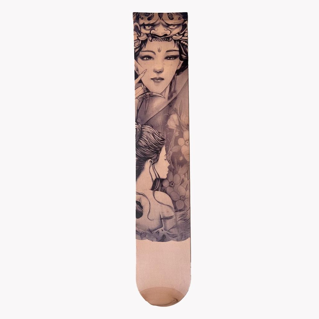 Sunscreen Sleeves Men's Ice Sleeves Flower Arm Tattoo Sleeves Thin Outdoor Riding Hand Sleeves Arm Protectors Sunshade Driving Arm Cover