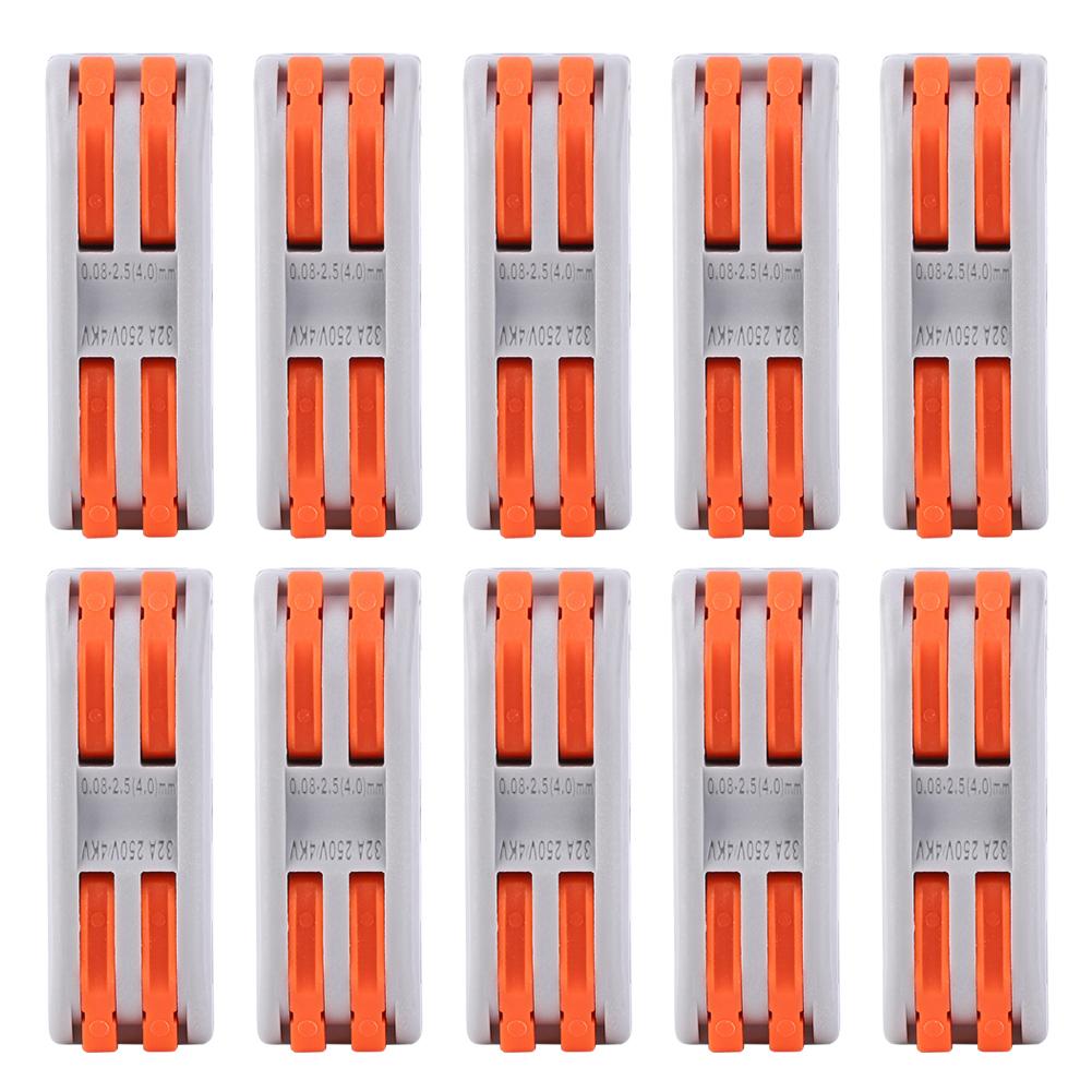 10PCS PCT22 Color Button Wire Connector 2in2out Quick Terminal Block for Wiring ClipMonochrome