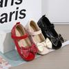 Fashion Girl Leather Shoes 2025 Autumn New Style Girl Bow Shoes Simple Women's Le Fu Shoe Children's Watch Girl Ball Shoesv