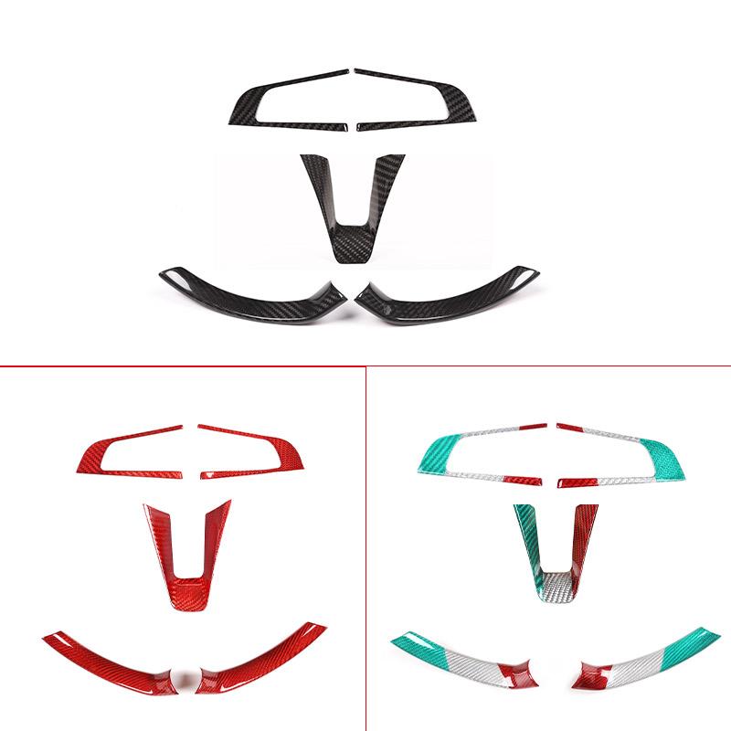 Real Carbon Fiber For Alfa Romeo Stelvio Giulia 2017-2019 Car Steering Wheel Decorative Frame Sticker Car Interior AccessoriesDA4