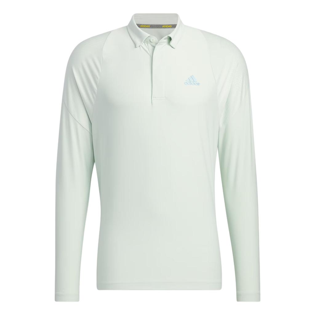 Adidas Golf Soft Comfortable Logo Long Sleeve Polo Shirt Men Tops Linen-Green HG1766