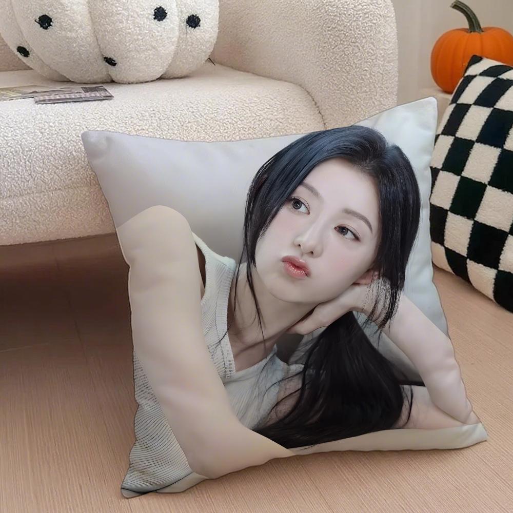 Talented Korean Beautiful Actress KKim Ji Won Cushion Cover Throw Pillow Cover Hidden Button Durable Polyester Chair Cushion