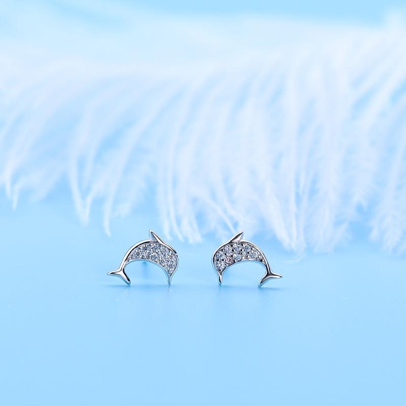 Ocean Style Silver Earrings Feminine Earrings Korean Long Personalized Dolphin-shaped Earrings