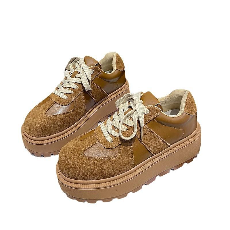 Мокасины на шнуровке в стиле ретро на платформе осень 2024 женские повседневные туфли с круглым носком спортивные туфли для маленьких досок