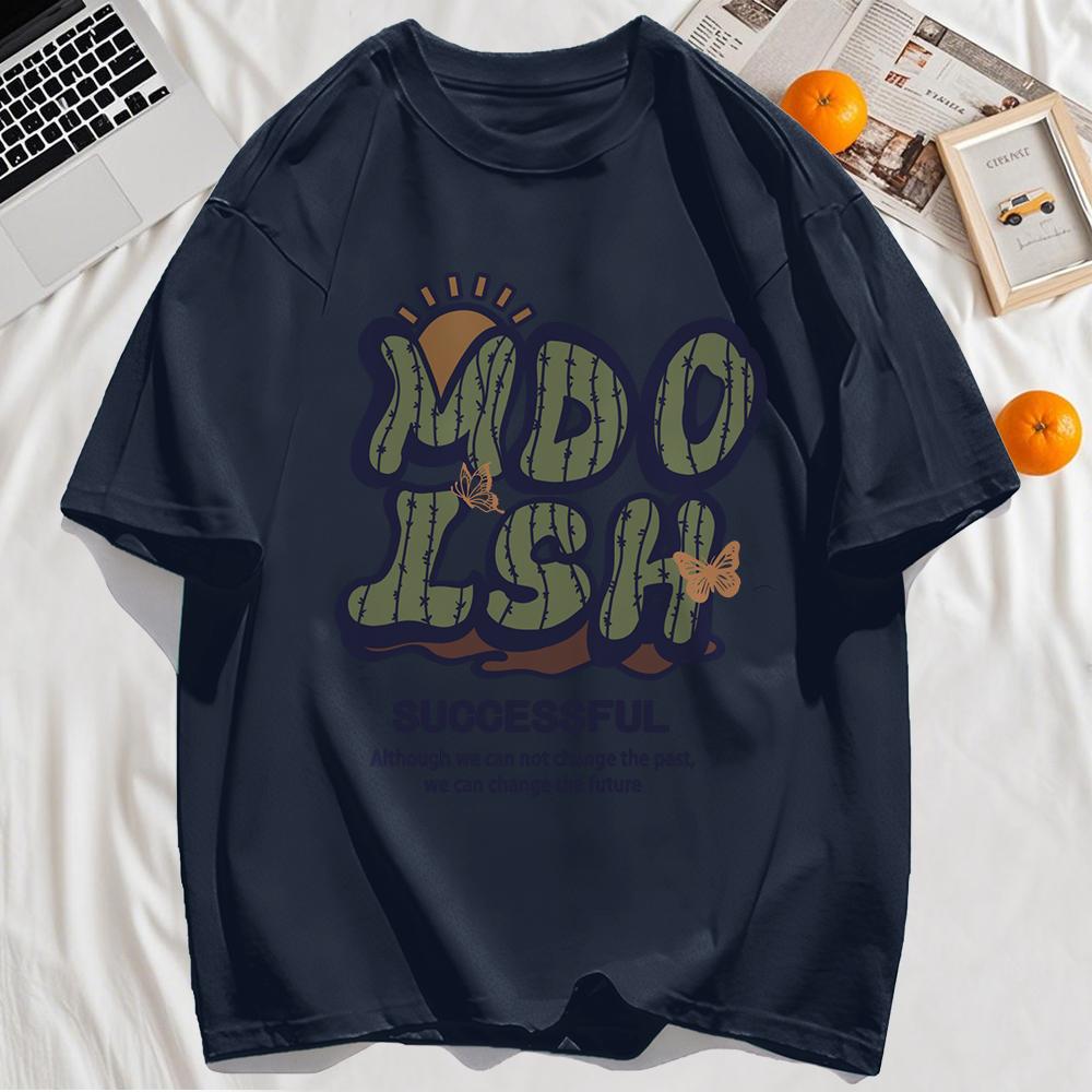 Успешная вдохновляющая печать текста Мужская футболка Летняя футболка с круглым вырезом Хлопковая одежда в стиле хип-хоп Уличная одежда