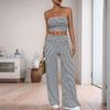 Striped Strapless Trousers Two-piece Summer Fashion Casual Suit