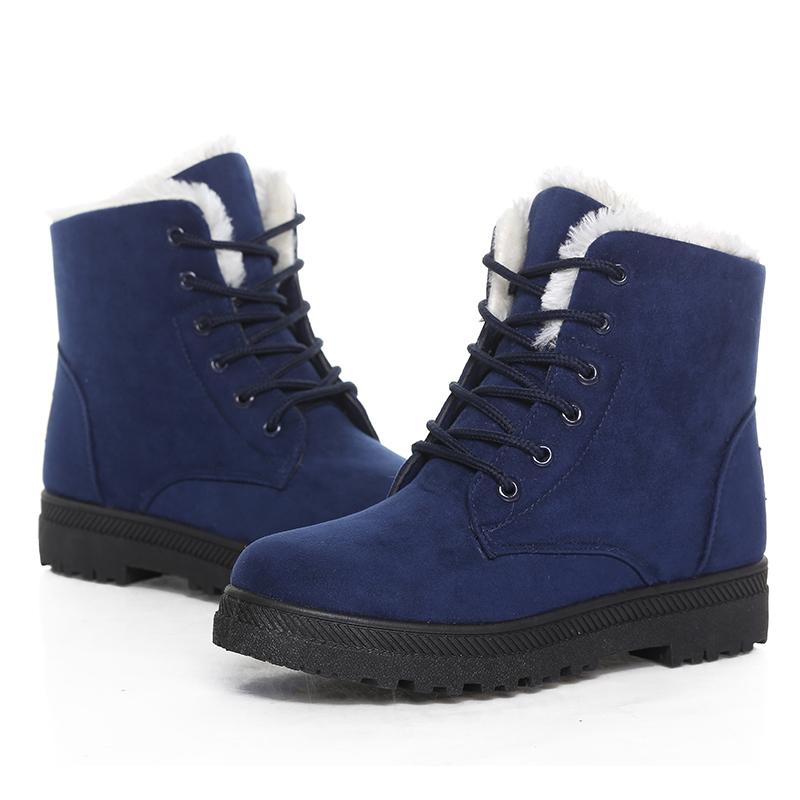 Женские ботинки на шнуровке, женские ботильоны на низком каблуке, зимние ботинки, резиновые, для снега, 2024, теплые, с мехом, зимняя обувь для женщин