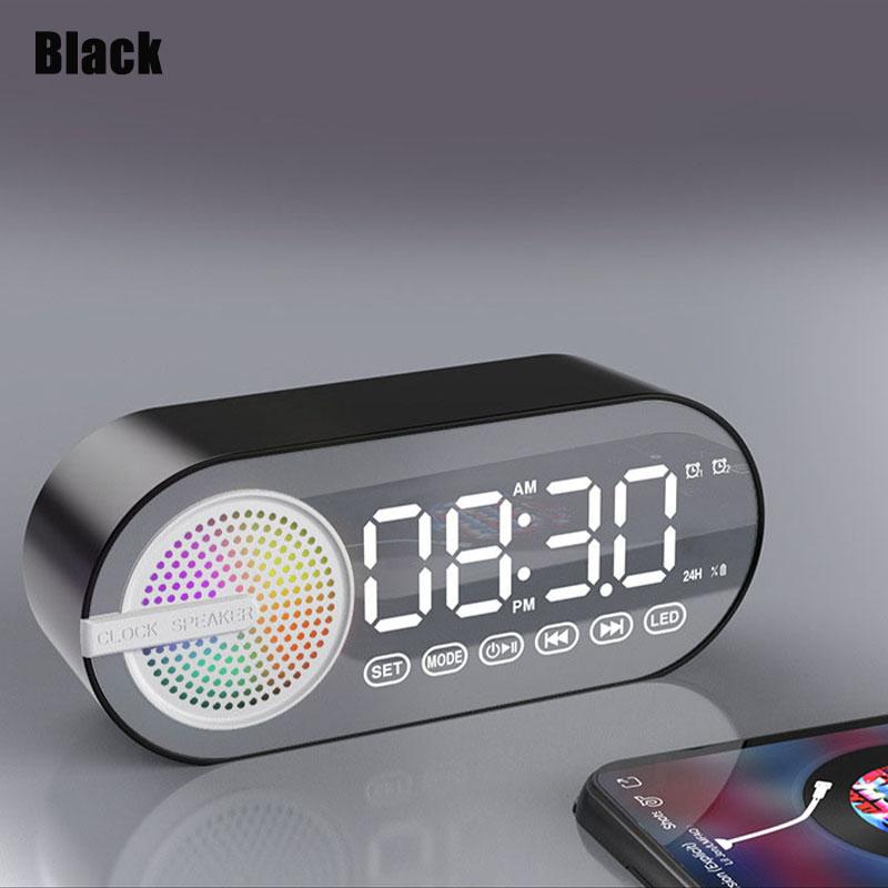 Беспроводные Bluetooth-динамики, часы с двумя будильниками, поддержка TF-карт, FM-радио, высококачественный звук, цифровые настольные часы, украшение для дома