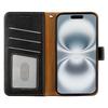 For iPhone 16 Leather Case Litchi Texture Wallet RFID Blocking Phone Cover - Black