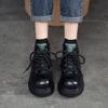 Johnature Ботинки martin на толстой подошве, женская обувь, винтажные короткие сапоги с круглым носком на молнии сбоку и шнуровкой