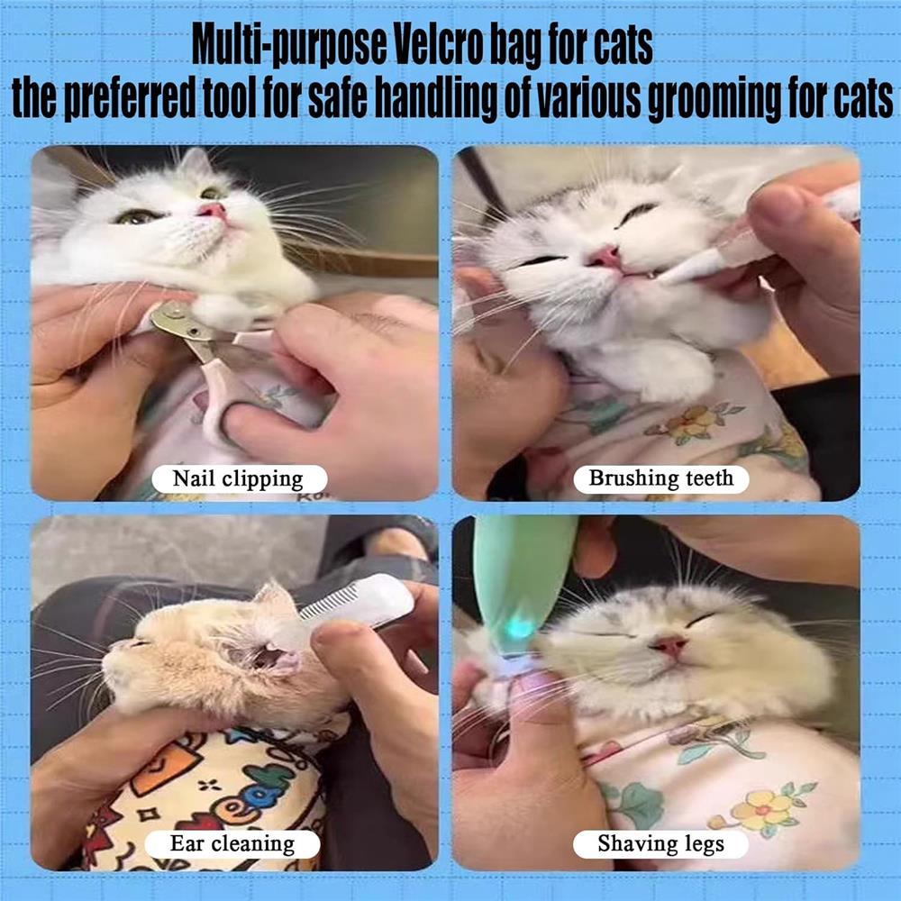 New Cat Wrap For Grooming,Cat Restraints For Grooming,Very Soft Cat Blanket To Wrap Cat Restraint For Nail Clipping (L (Within 22lbs))