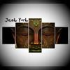 Canvas Painting glowing light bronze statue of buddha's face 5 Pieces Wall Art Painting Modular Wallpapers Poster Print Decor