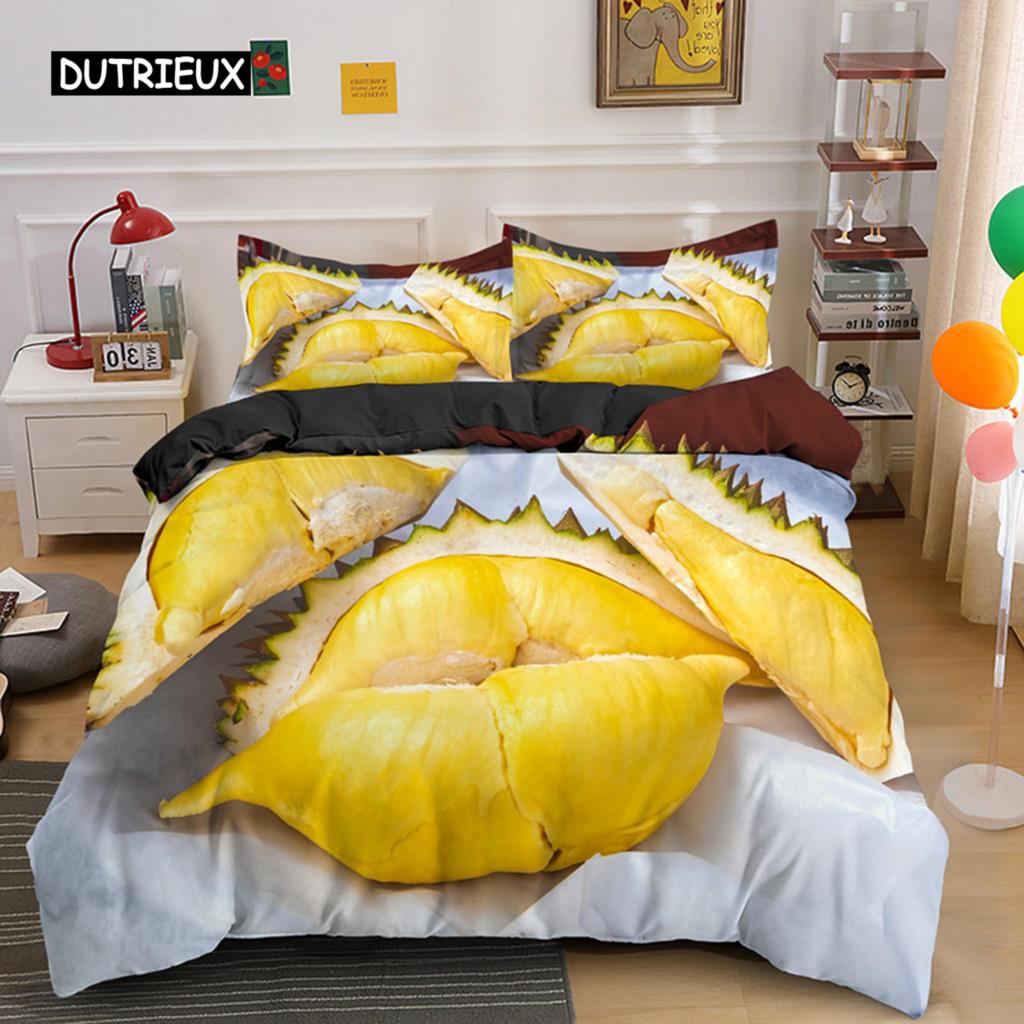 Тропические фрукты дуриан пододеяльник микрофибра комплект постельного белья 3D принт пододеяльник с наволочками король для подростков взрослый спальня декор