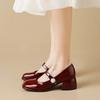 Weiwei Girl 6810-2 Platform Mary Jane Shoes Women's French Retro Small Leather Shoes One Word with Thick Heel Single Shoes Women