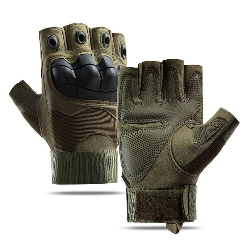 Tactical Half-Finger Gloves Men Softshell Outdoor Sports Cycling Anti-Slip Durable Ultra-Suede