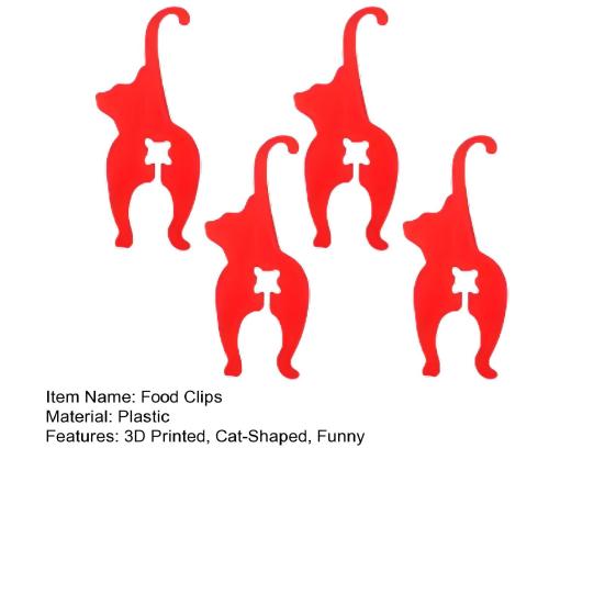4 шт. Зажим для хлеба в виде кошачьей попы, многоразовые зажимы для пакетов с кошачьим и собачьим кормом, 3D-печать, забавные завязки для хлеба в форме кошачьей и собачьей попы, подарки для любителей кошек