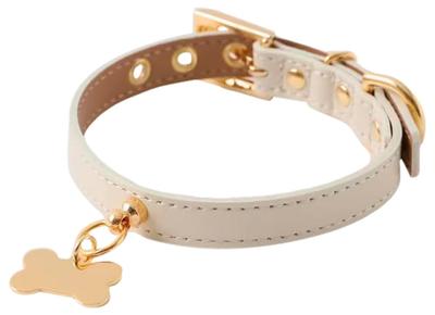 Ошейник Charm Leather для собак среднего размера из натуральной коровьей кожи, регулируемый, для прогулок и выездов на природу, Monchéri [Ошейник Bone] для собак, (М/Слоновая кость) Кожа,