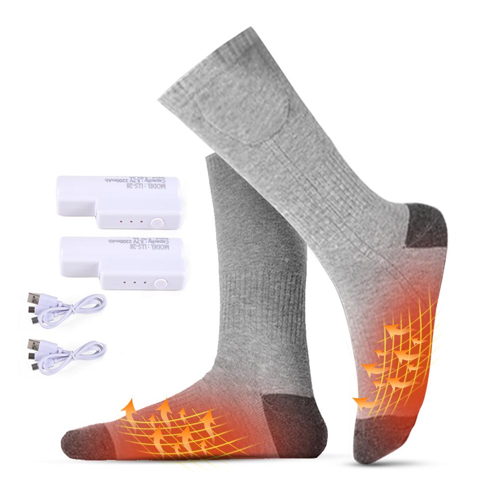 Winter Heating Socks Rechargeable Electric Heated Socks Battery Powered Cold Weather Cotton Socks with 3 Level Temperature Setting for Men Women