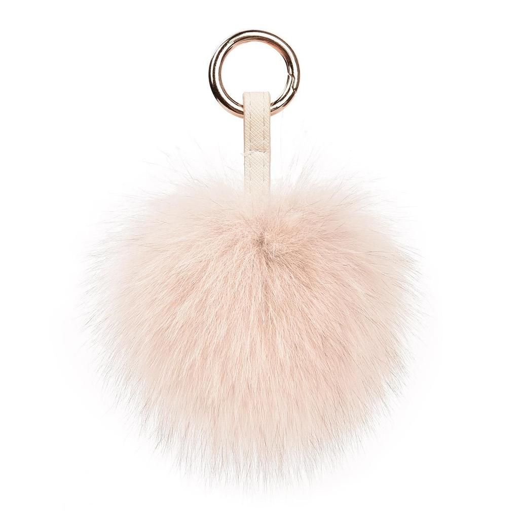 SOMALER Real Fox Raccoon Fur PomPom Keychains Metal Key Ring Recoration for Women Girls