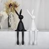Sitting Rabbit Figurine Long-legged Bunny Resin Statue Animal Sculpture Home Office Bookshelf Desktop Easter Decoration Ornament