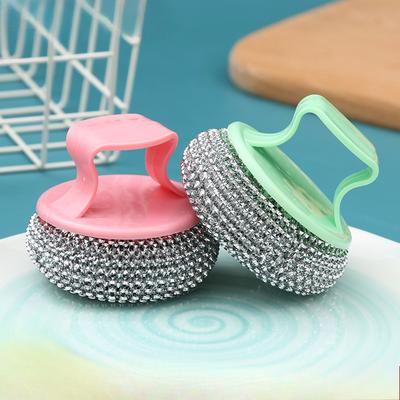 Щетка для мытья посуды с ручкой Щетка для чистки Щетка для мытья посуды Кухонная щетка Шарик для чистки Длинная ручка Шарик из стальной проволоки Салфетка Фабричный опт