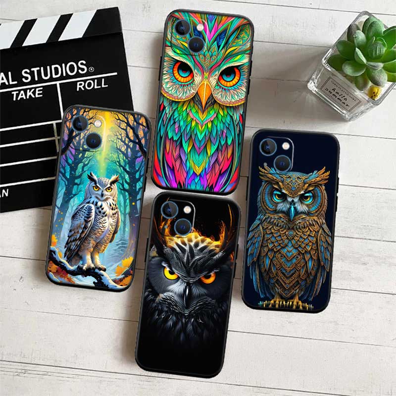 RE16 Cartoon Art Owl Shell Phone Case for Samsung Galaxy Note 10 20 S23 S24 S25 Ultra FE Plus Edge Lite A02S A35 A07 A17