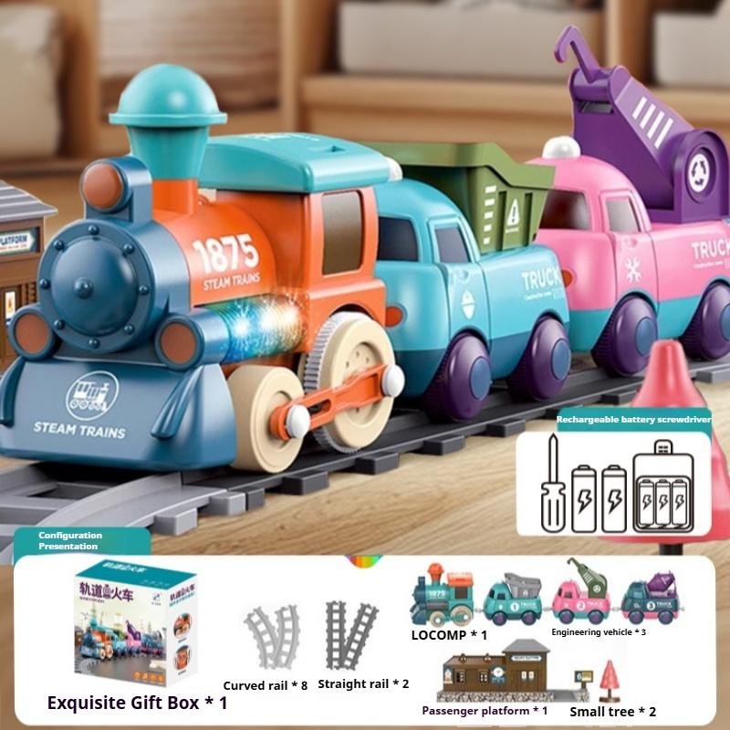 Детская игрушечная машинка-трек, электрический светящийся поезд для мальчика, набор инженерных машин, подарок на день рождения ребенка