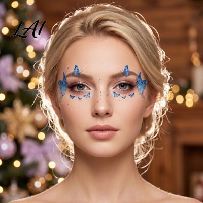 Easy Application Face Decals Glitter Butterfly Stickers Waterproof Temporary Tattoos for Festival Party Stage Long Lasting Makeup Makeup Water