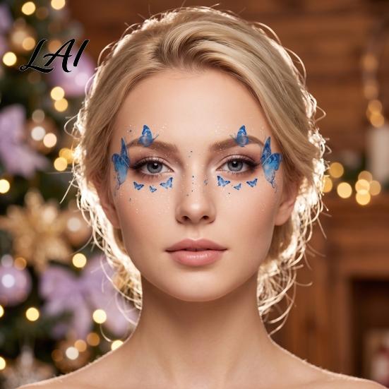 Easy Application Face Decals Glitter Butterfly Stickers Waterproof Temporary Tattoos for Festival Party Stage Long Lasting Makeup Makeup Water