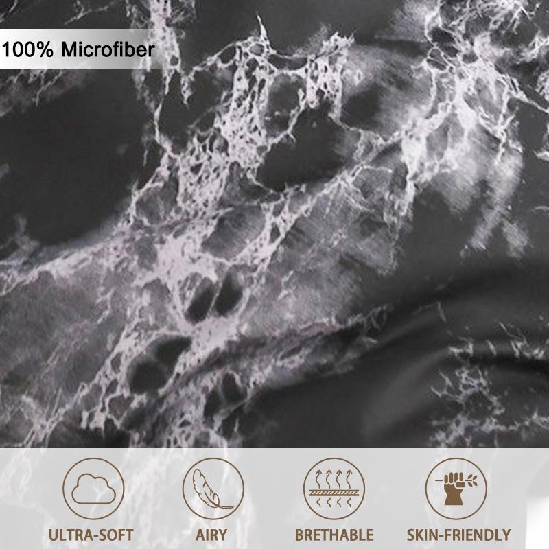 Набор пододеяльников с принтом под мрамор, мягкий и приятный к коже, включает 1 пододеяльник и 2 наволочки