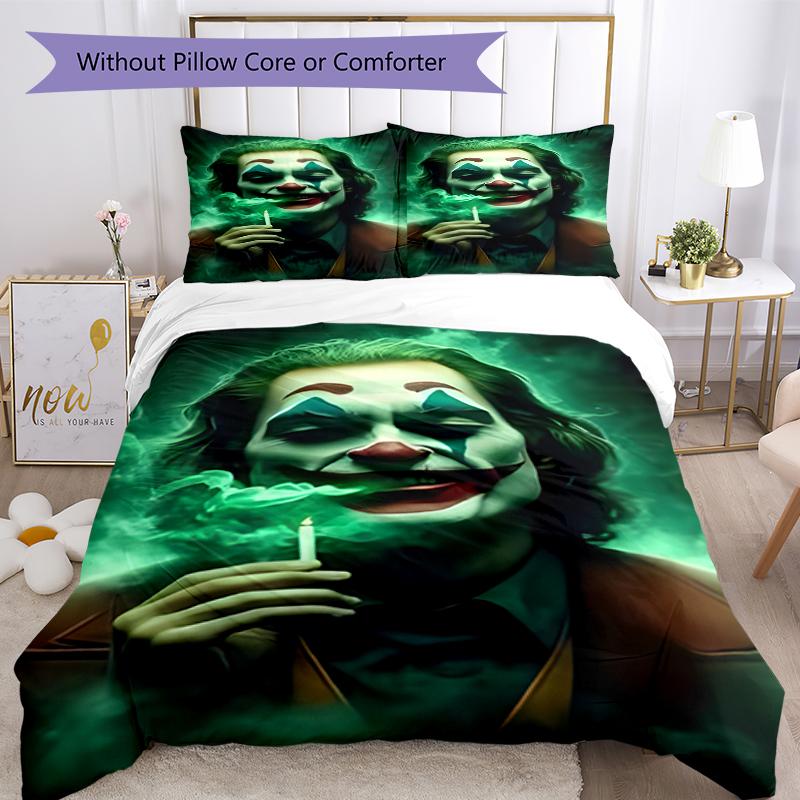 3pcs Joker character pattern bedding set duvet cover set includes duvet cover &pillowcases, perfect all season bedroom decoration & gift