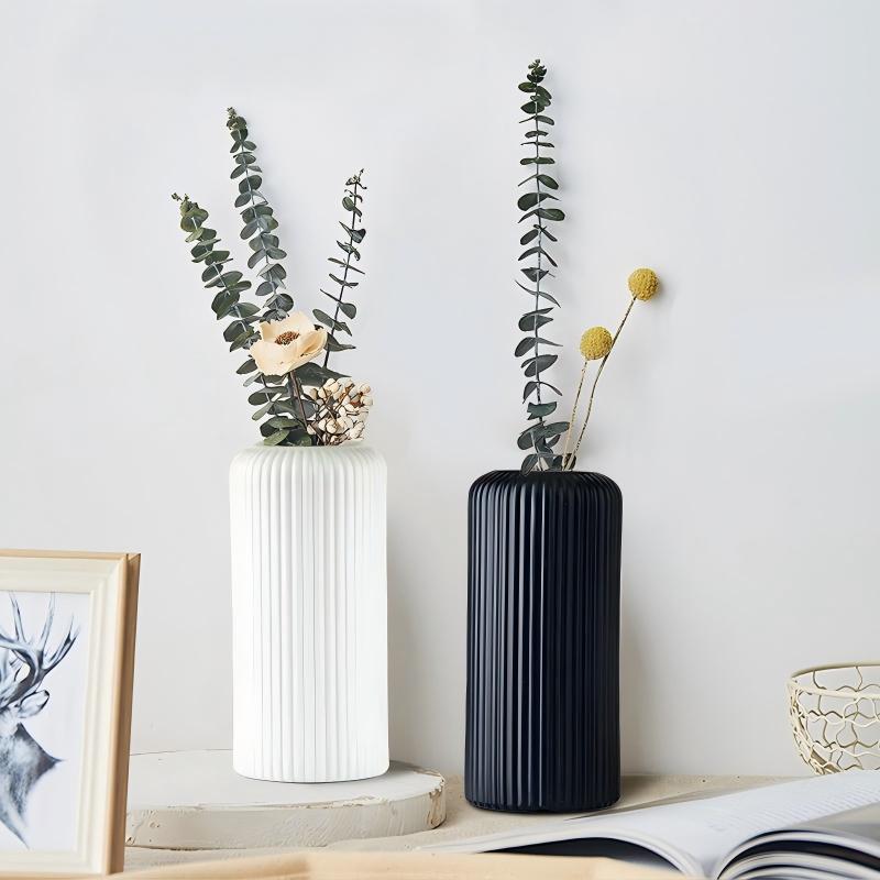 Nordic White Plastic Small Flower Vase - Creative Living Room Decor