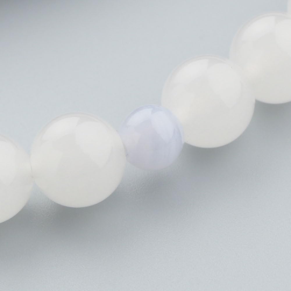 Четки для женщин, приблизительно 7 мм, белый оникс, синее кружево, чистый шелк, кисточка, четки, белый оникс, халцедон, дзюдзу, милые, распространены в сектах