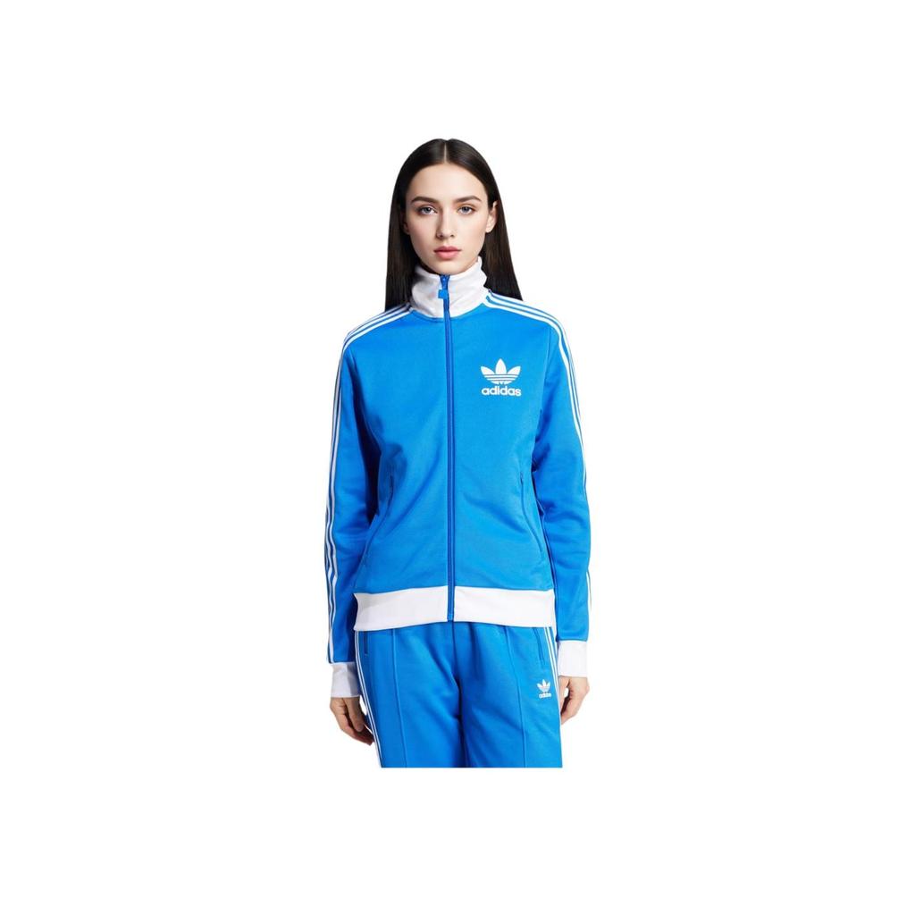 adidas Женский тренировочный топ Originals Beckenbauer Retro Football Inspired с полной молнией, обычная посадка, синий IY2223
