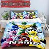 3pcs Duvet Cover Set (1*Duvet Cover + 2*Pillowcase, Without Core), Custom Name Mighty Morphin Power Rangers Pattern Bedding Set, Home Bedroom Decor Gi