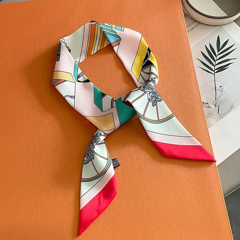 Женский узкий тонкий шарф с принтом лошади, длинный ленточный шарф, ручка для сумки, многофункциональный декоративный шейный платок, резинка для волос