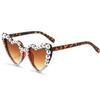 Korean Heart-Shaped Frame Pearl Decoration Sunglasses Travel Sun-Protective Bridal Glasses Bride Eyewear Outdoor