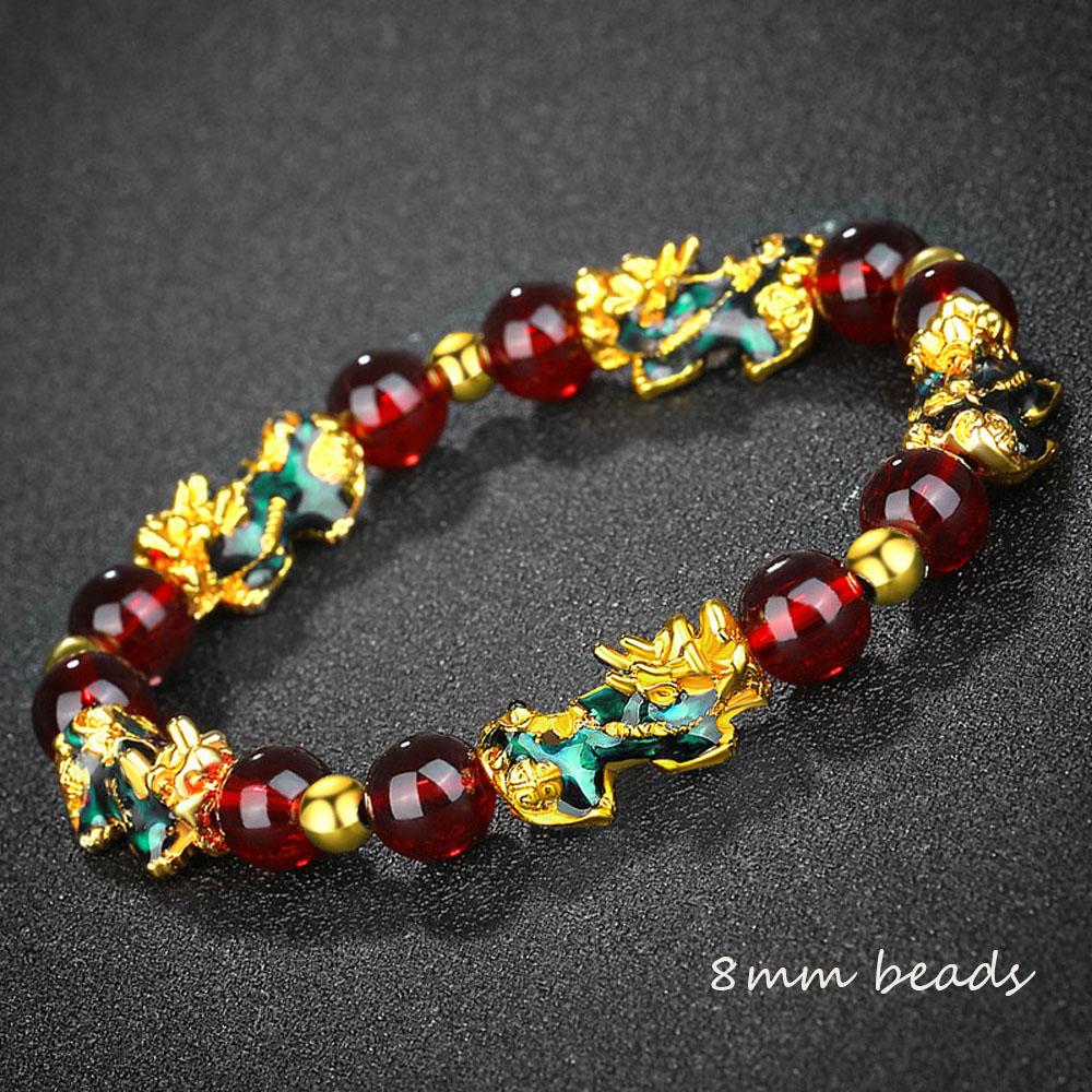 New Unisex Men Women Pixiu Attract Wealth Bracelets Wristband Good Luck Bangle Obsidian Stone Beads