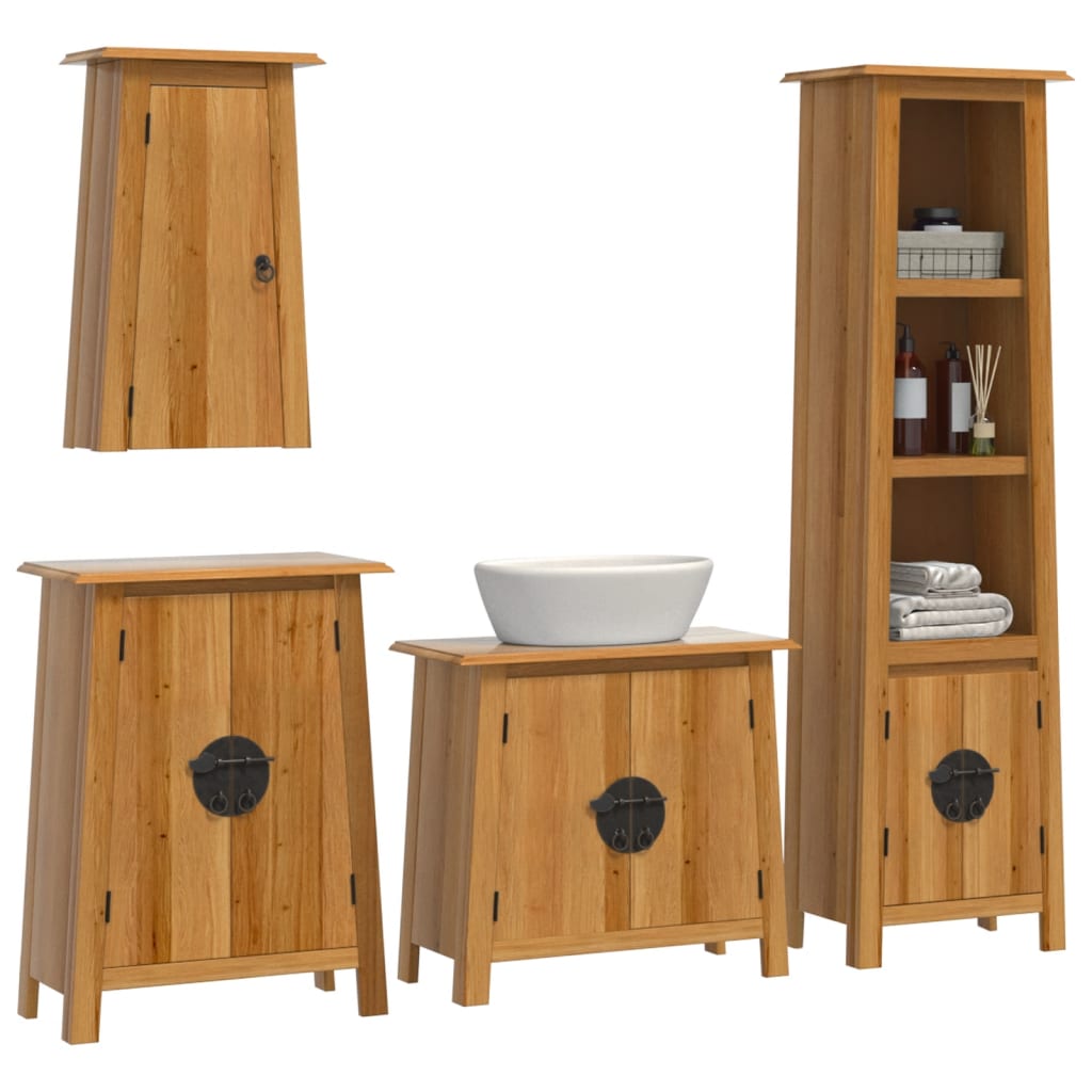 4 Piece Bathroom Furniture Set Solid Pine Wood