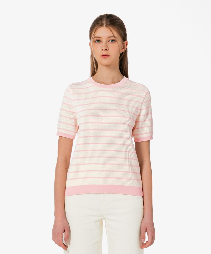 LACOSTE Women'S Scallop Crew Neck Short Sleeve Sweater Af900E-56G Ady