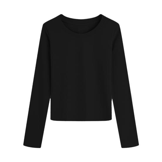 Женская футболка с длинным рукавом, футболка с круглым вырезом, дышащая, приятная к коже, базовая футболка, осень-зима, топ для ношения под одеждой