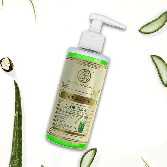 KHADI NATURAL Гель Herbal Aloe Vera с дозатором | Гель Herbal Aloe Vera | Нелипкий гель Aloe Vera | Подходит для всех типов кожи | 500 мл