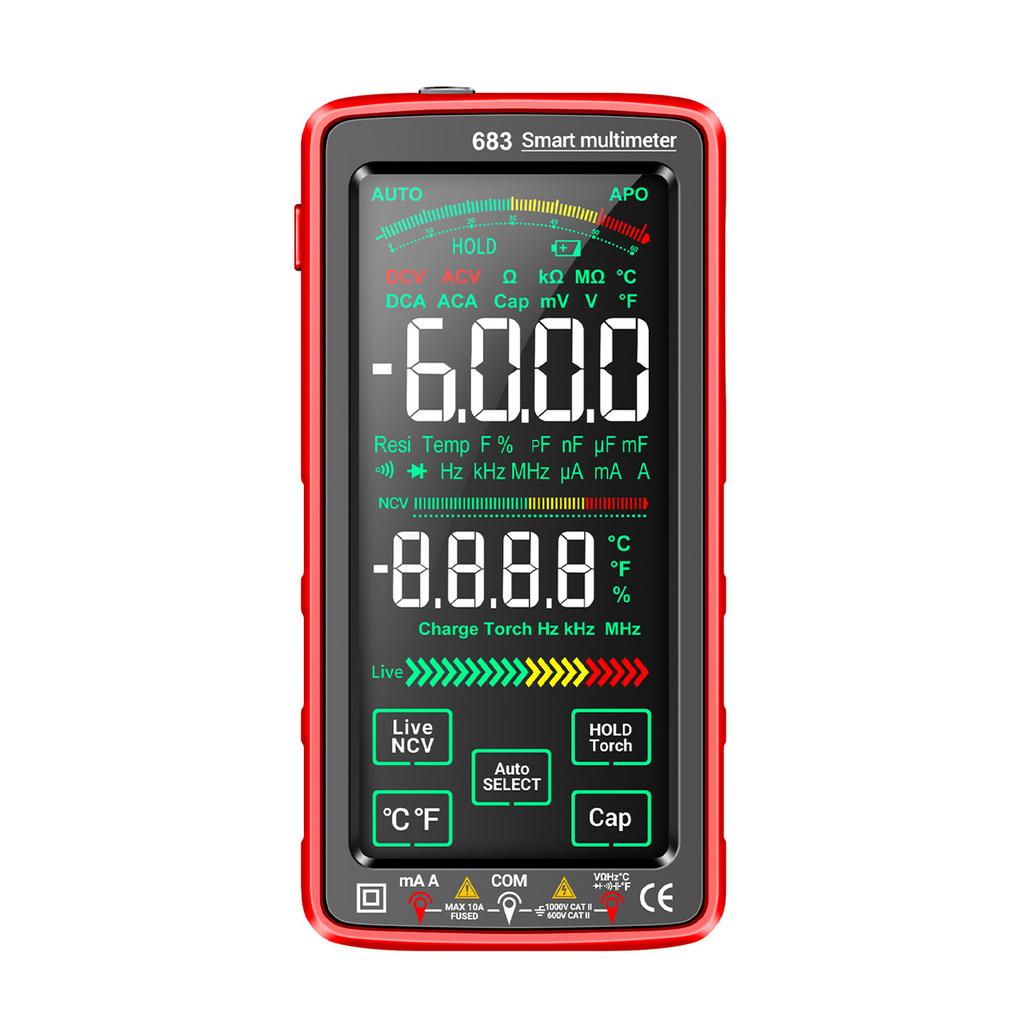 683 6000 Counts Large   Digital Multimeter Smart Anti-burn Rechargeable   Meter   Reverse Display NCV Tester with Flashlight