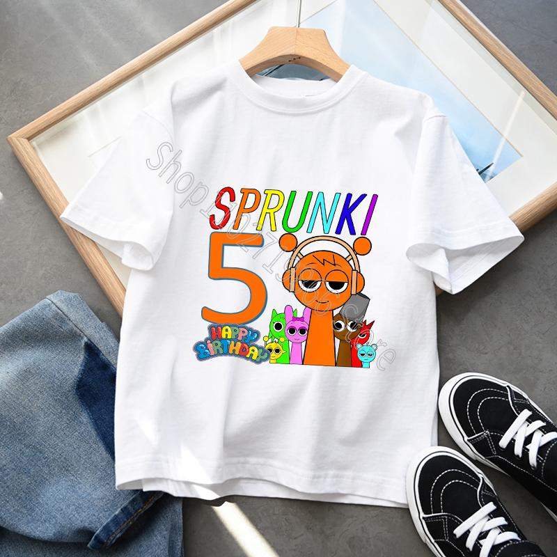 Cottom 100% Sprunki Incredibox Детская одежда для мальчиков и девочек Футболка для дня рождения с рисунком из мультфильмов и игр, с короткими рукавами, классные удобные топы