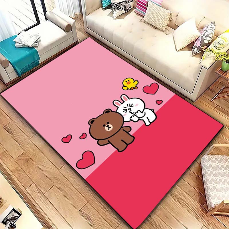 Non-slip decorative rug, cute cartoon welcome mat, Line Friends series pattern, a gift for friends and family.
